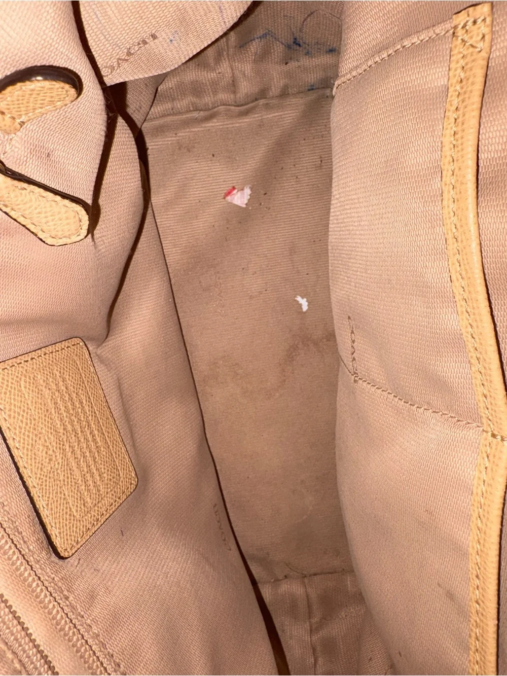 Coach Tan Leather Tote with Gold Chain Accent